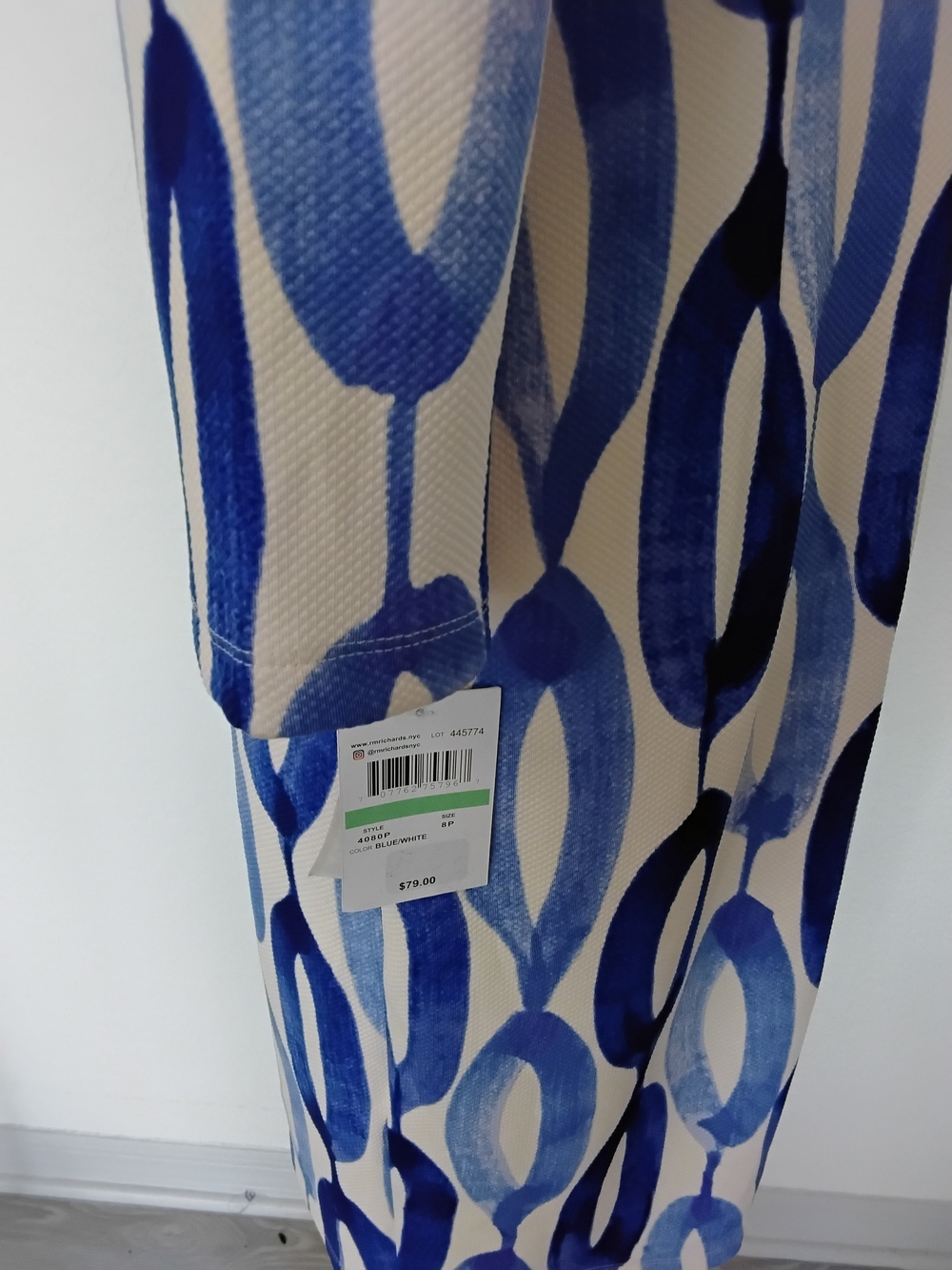 Abstract Blue & White Midi Sheath Dress - Picture 4 of 5